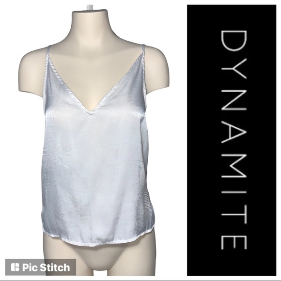 Dynamite Satin V-neck Cami Tank Top - Picture 1 of 14